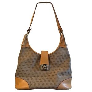 Dooney & Bourke Signature Crescent Shoulder Bag Classic VTG Y2K Leather Jacquard